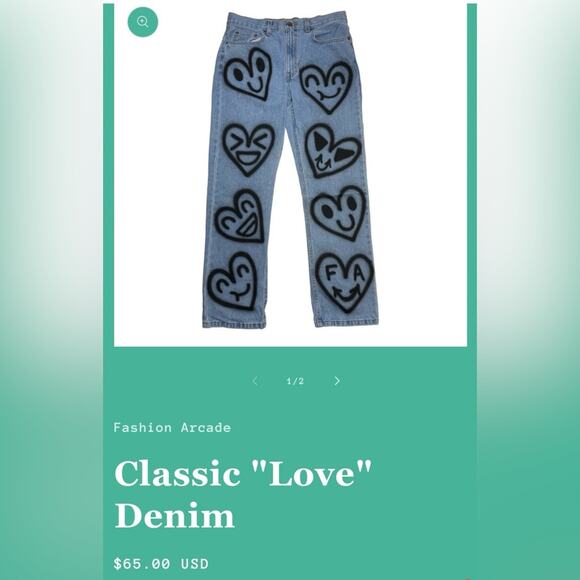 Fashion Arcade Classic Love Denim Jeans - Picture 3 of 7